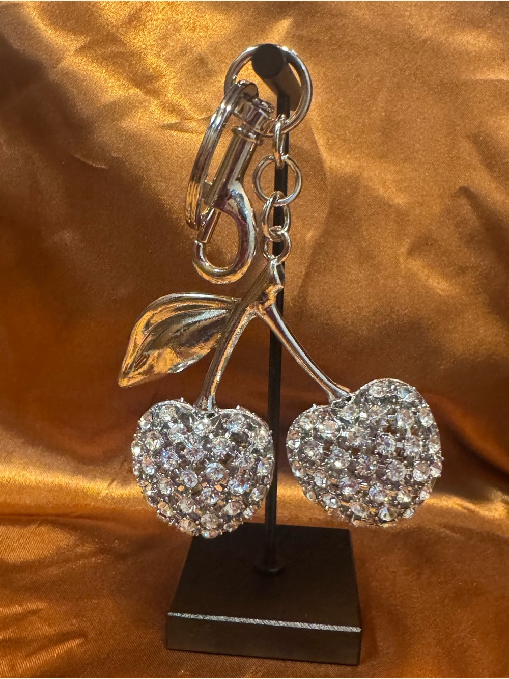 NWOT Large Crystal Cherry Bag Charm or Keychain  - Sparkle Up Your Bag
